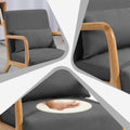 Leisure Chair With Solid Wood Armrest And Feet, Mid Century Modern Accent Sofa,1 Seat Dark Grey Linen
