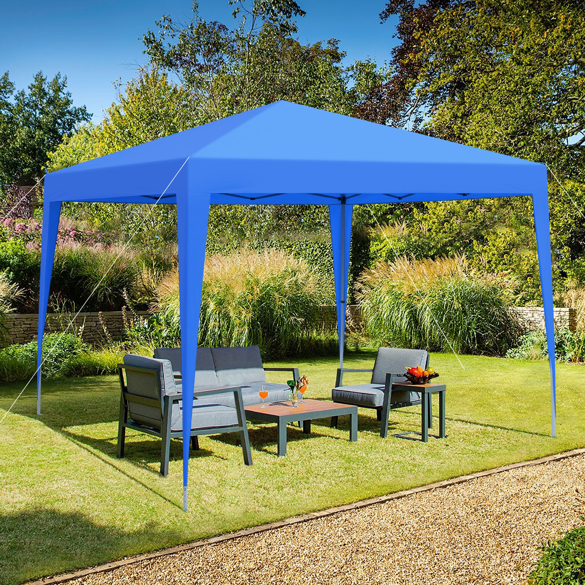 Outdoor 10x 10Ft Pop Up Gazebo Tent Canopy with 4pcs blue-metal