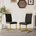 Modern Dining Chairs,Pu Faux Leather High Back Upholstered Side Chair With C Shaped Tube. Plating Golden Metal Legs For Dining Room Kitchen Vanity Patio Club Guest Office Chair Set Of 4 Black Pu Black Kitchen Dining Chairs Foam Pu