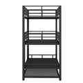 Metal Twin Size Triple Bunk Bed With Trundle, Black Antique Black Metal