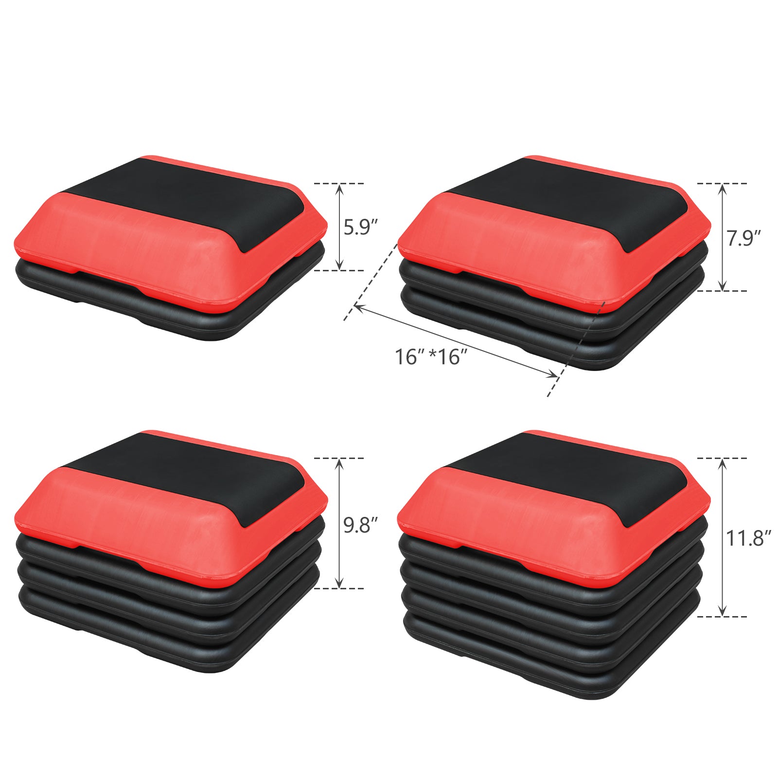 Height Adjustable Step Aerobics Platform Fitness Equipment Stepper Tra