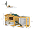 Pawhut 2 Levels Outdoor Rabbit Hutch With Openable Top, 59