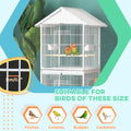 Pawhut Wrought Metal Bird Cage Feeder With Rolling Stand Perches Food Containers Doors Wheels 67