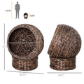 Pawhut Handwoven Elevated Cat Bed With Soft Cushion & Cat Egg Chair Shape, Cat Basket Bed Kitty House With Stand, Raised Wicker Cat Bed For Indoor Cats, 23.5