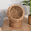 Pawhut Handwoven Elevated Cat Bed With Soft Cushion & Cat Egg Chair Shape, Cat Basket Bed Kitty House With Stand, Raised Wicker Cat Bed For Indoor Cats, 23.5