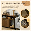 Pawhut Cat Litter Box Cabinet, Hidden Cat Litter Box With Scratching Pad, Storage, Double Doors, Furniture Style, Brown Brown Particle Board