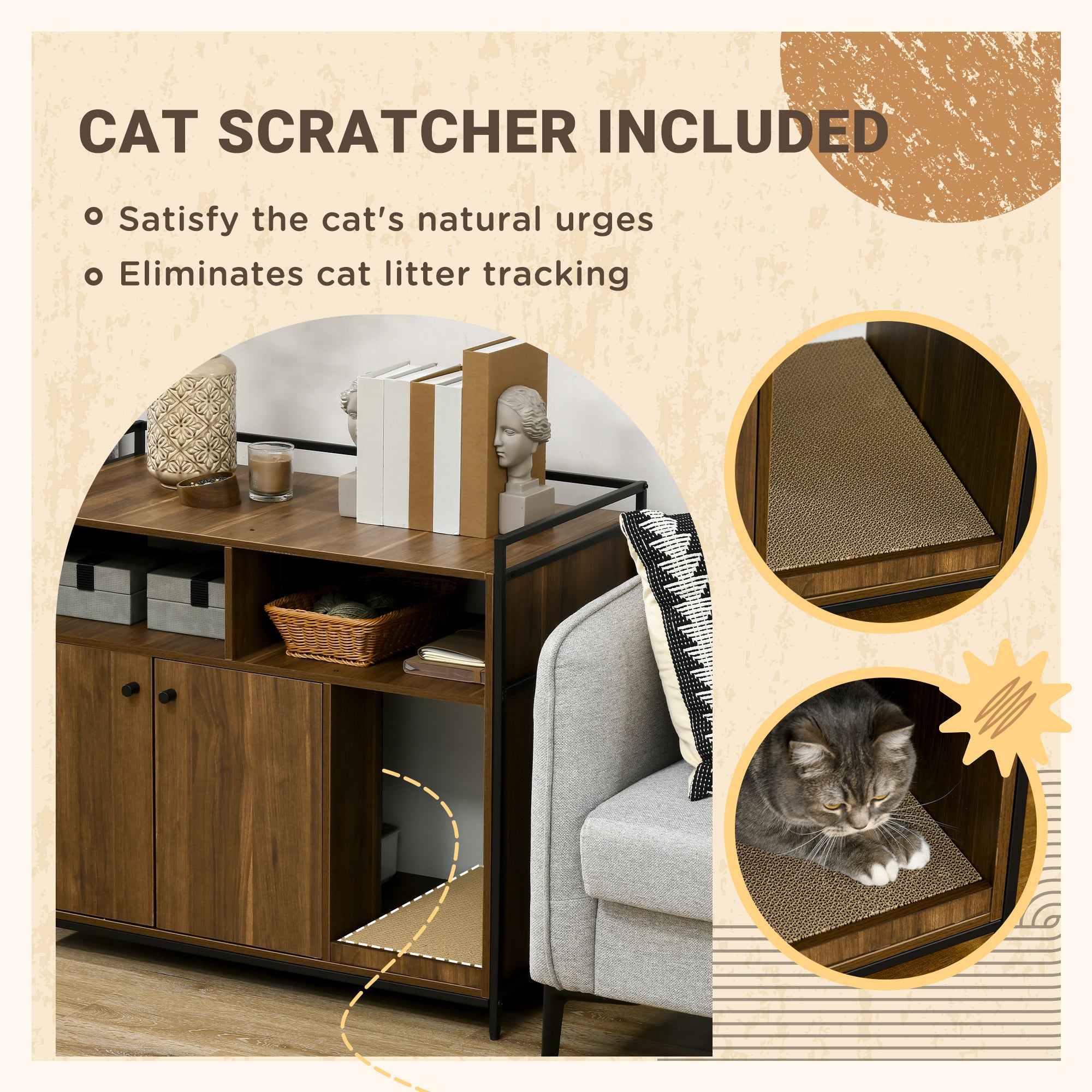 PawHut Cat litter box cabinet, Hidden Cat Litter