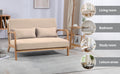 Leisure Chair With Solid Wood Armrest And Feet, Mid Century Modern Accent Sofa,2 Seat Beige Linen