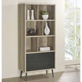 3 Shelf Engineered Wood Bookcase With 2 Drawers In Antique Pine And Grey 3 Old Pine Closed Back Rubber Wood