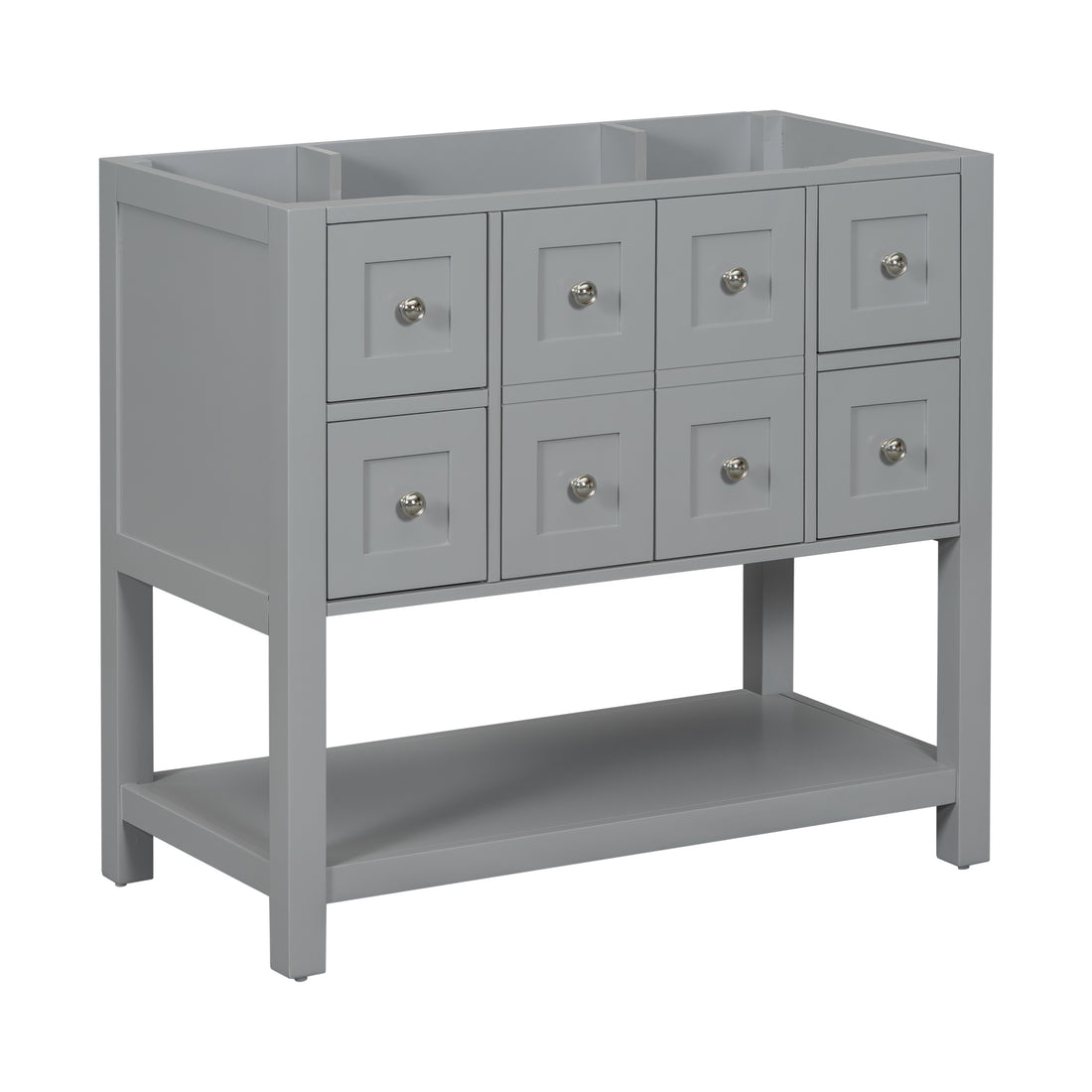 36'' Bathroom Vanity Without Sink,Free Standing Vanity Set With 4 Drawers& Soft Closing Doors,Solid Wood Frame Bathroom Storage Cabinet Only 4 Grey 2 2 Adjustable Hinges Bathroom Freestanding Solid Wood Mdf Painted