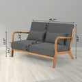 Leisure Chair With Solid Wood Armrest And Feet, Mid Century Modern Accent Sofa,2 Seat Dark Gray Linen