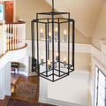 Same As W1340142525 L1018 C 8 Lights Lantern Tiered Pendant Light Fixtures, Industrial Farmhouse Hanging Chandelier For Entryway, Foyer, Living Room, Kitchen Island, Staircase Black & Silver Chrome Farmhouse Iron