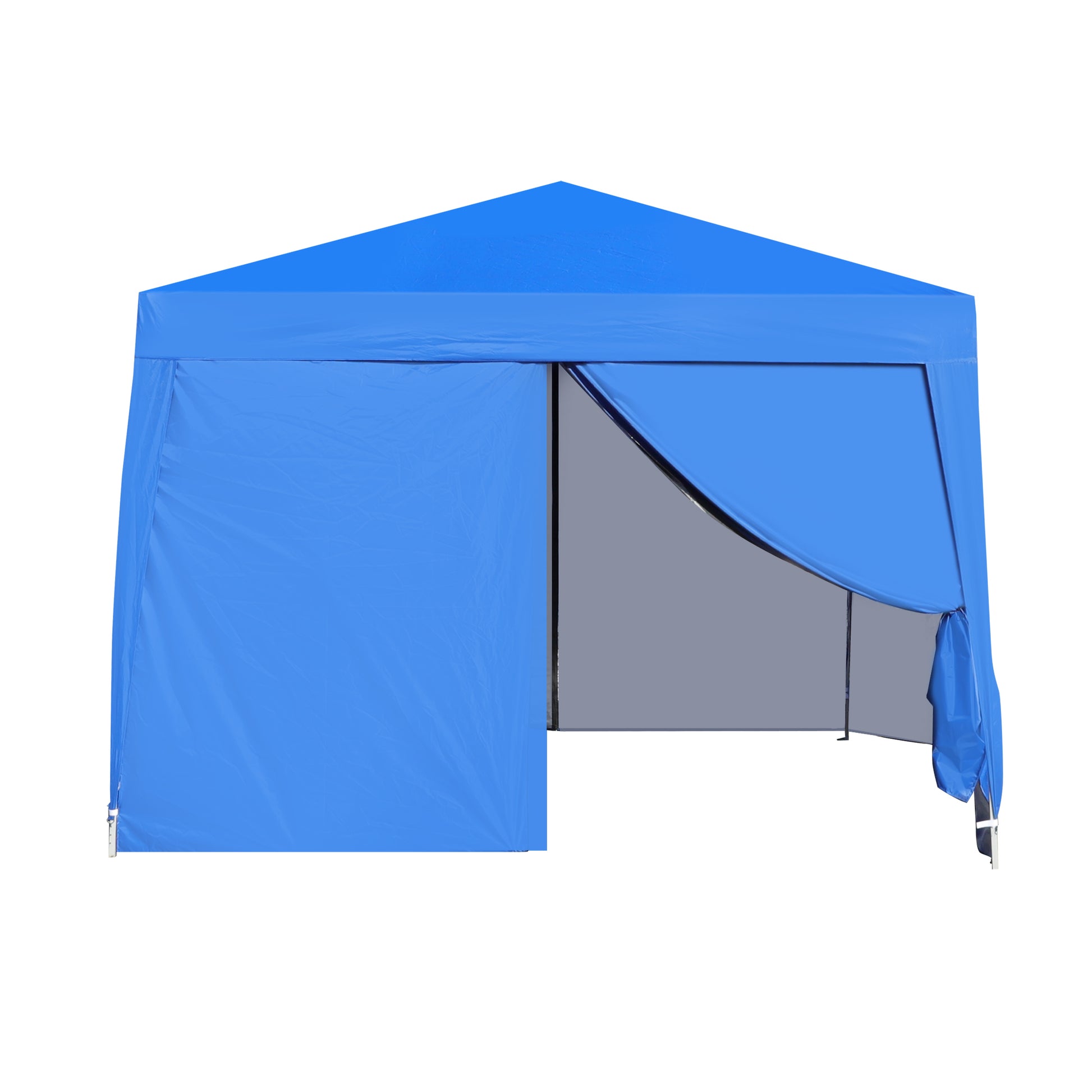 Outdoor 10X 10Ft Pop Up Gazebo Canopy Tent Removable Sidewall With Zipper,2Pcs Sidewall With Windows,With 4Pcs Weight Sand Bag,With Carry Bag Blue Blue Metal