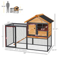 Pawhut 2 Level Rabbit Hutch Bunny House With Weatherproof Asphalt Roof, Removable Tray And Ramp For Outdoor Yellow Wood