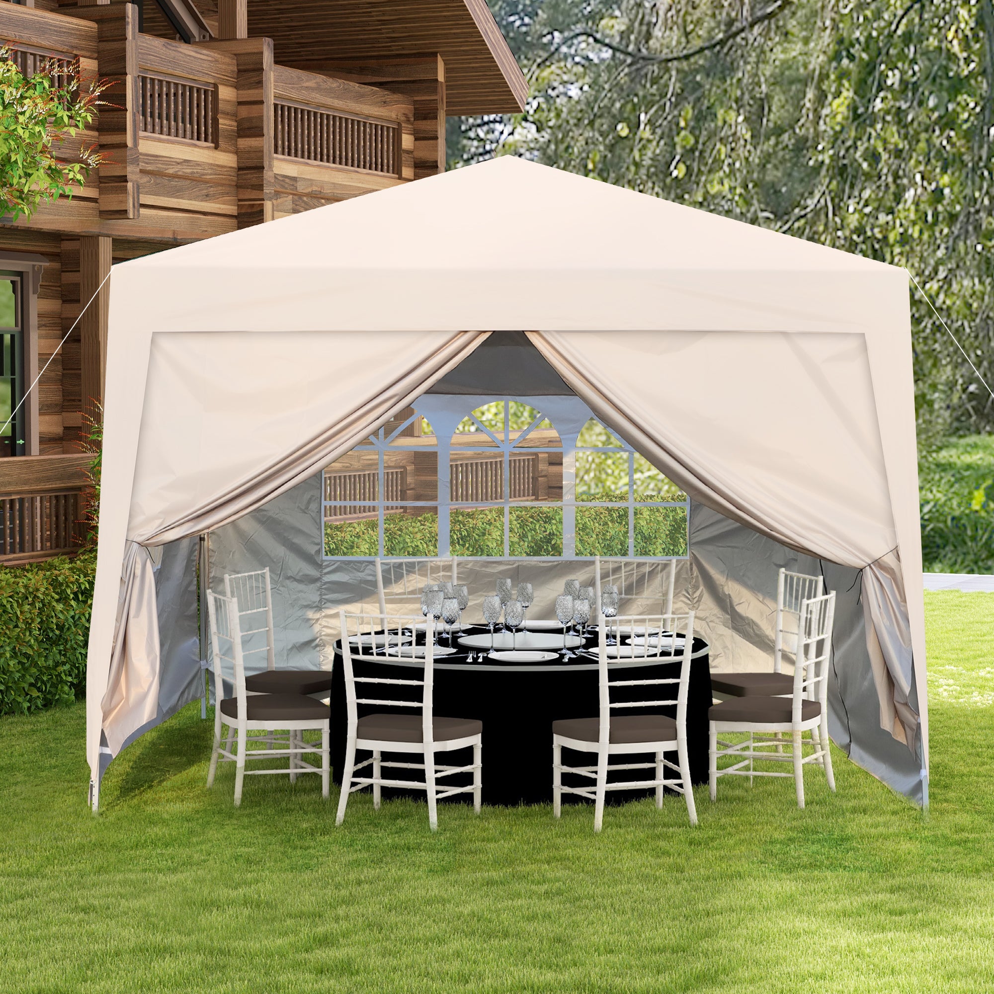 Outdoor 10x 10Ft Pop Up Gazebo Canopy Tent Removable beige-metal