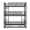 Metal Twin Size Triple Bunk Bed With Trundle, Black Antique Black Metal