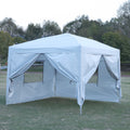 Outdoor 10X 10Ft Pop Up Gazebo Canopy Tent With Removable Sidewall With Zipper,2Pcs Sidewall With Mosquito Netting,With 4Pcs Weight Sand Bag,With Carry Bag White White Metal