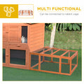 Pawhut Large Wooden Rabbit Hutch Bunny Hutch Small Animal Habitat Enclosure Outdoor Run And Lockable Doors, Natural Orange Wood