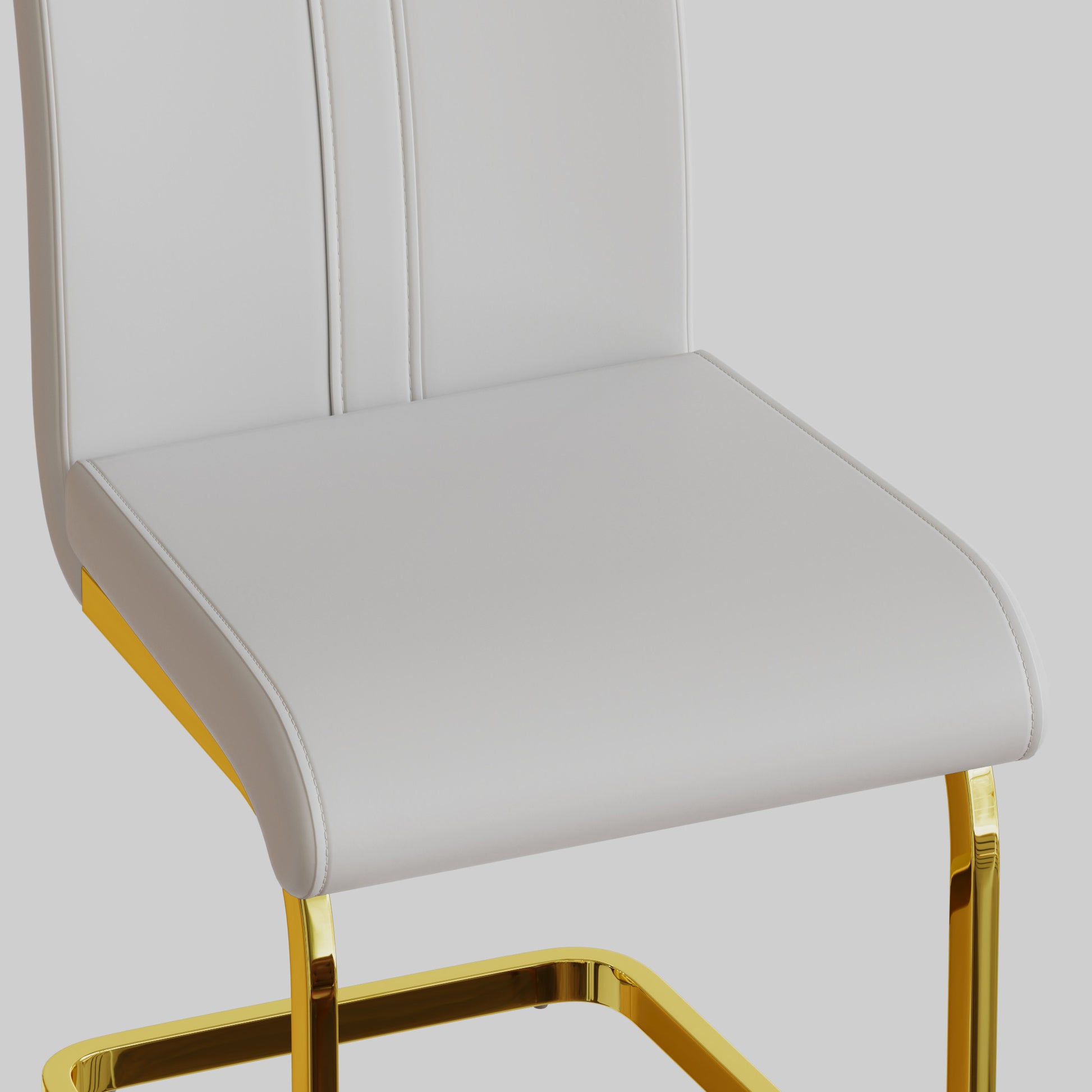 Modern Dining Chairs,Pu Faux Leather High Back Upholstered Side Chair With C Shaped Tube. Plating Golden Metal Legs For Dining Room Kitchen Vanity Patio Club Guest Office Chair Set Of 4 White Pu White Kitchen Dining Chairs Foam Pu