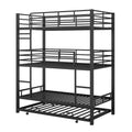 Metal Twin Size Triple Bunk Bed With Trundle, Black Antique Black Metal