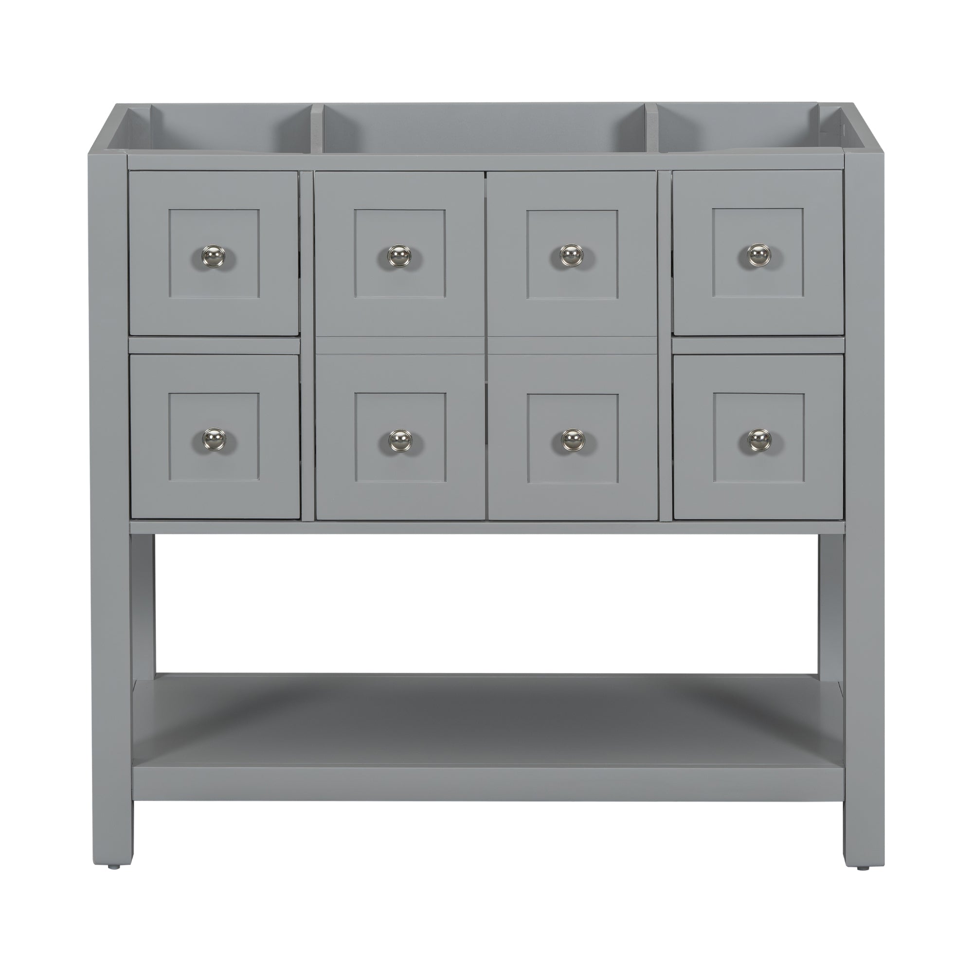 36'' Bathroom Vanity Without Sink,Free Standing Vanity Set With 4 Drawers& Soft Closing Doors,Solid Wood Frame Bathroom Storage Cabinet Only 4 Grey 2 2 Adjustable Hinges Bathroom Freestanding Solid Wood Mdf Painted