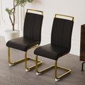 Modern Dining Chairs,Pu Faux Leather High Back Upholstered Side Chair With C Shaped Tube. Plating Golden Metal Legs For Dining Room Kitchen Vanity Patio Club Guest Office Chair Set Of 4 Black Pu Black Kitchen Dining Chairs Foam Pu