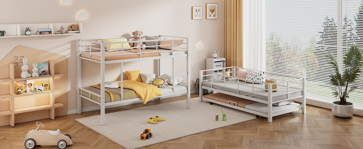 White metal twin shops bunk bed