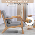 Leisure Chair With Solid Wood Armrest And Feet, Mid Century Modern Accent Sofa,1 Seat Light Gray Linen
