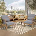 Leisure Chair With Solid Wood Armrest And Feet, Mid Century Modern Accent Sofa,1 Seat Light Gray Linen