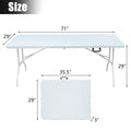 6Ft Folding Table, Portable Plastic Table For Camping, Picnics, Parties, High Load Bearing Foldable Table White White Iron