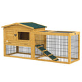 Pawhut 2 Levels Outdoor Rabbit Hutch With Openable Top, 59