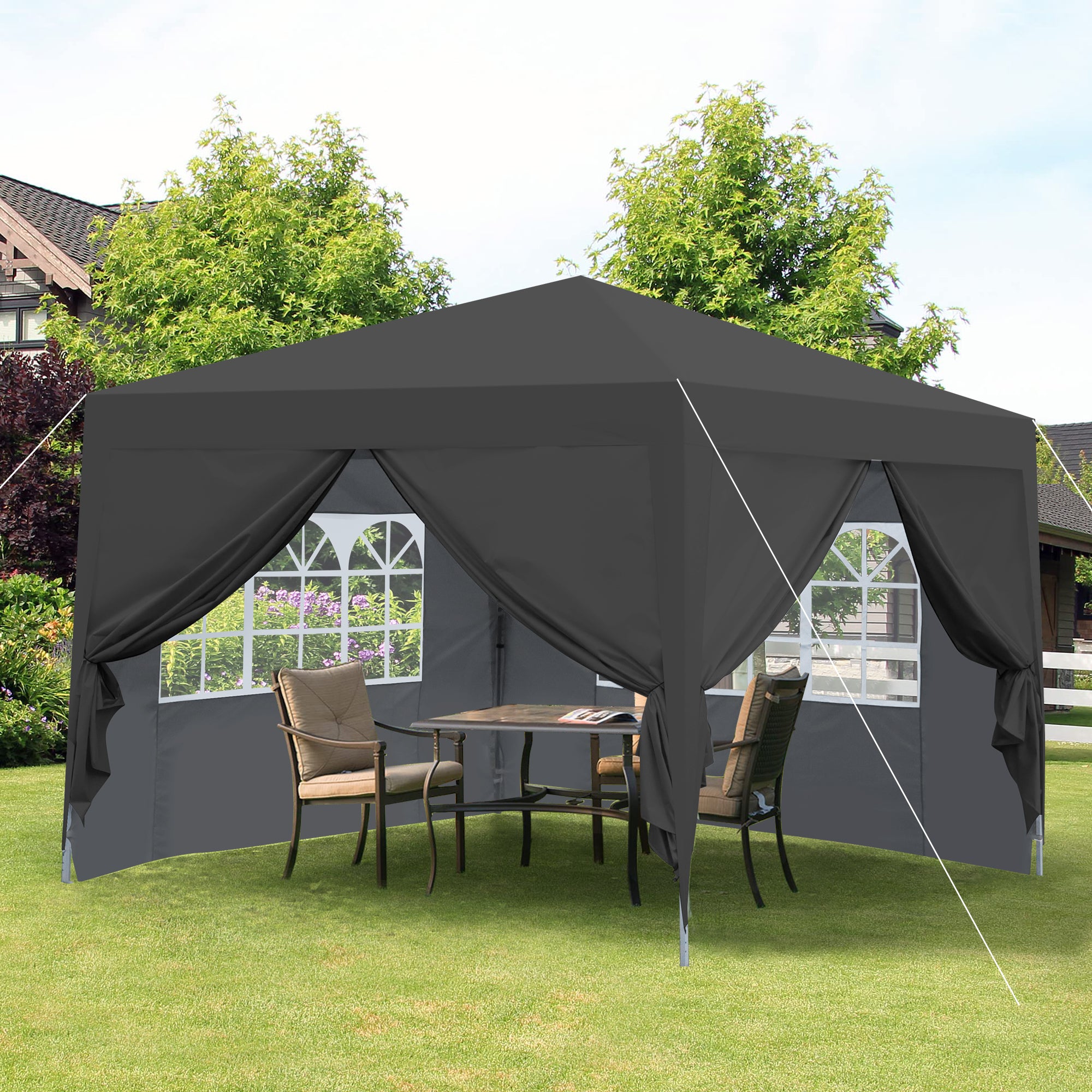 Outdoor 10x 10Ft Pop Up Gazebo Canopy Tent Removable black-metal