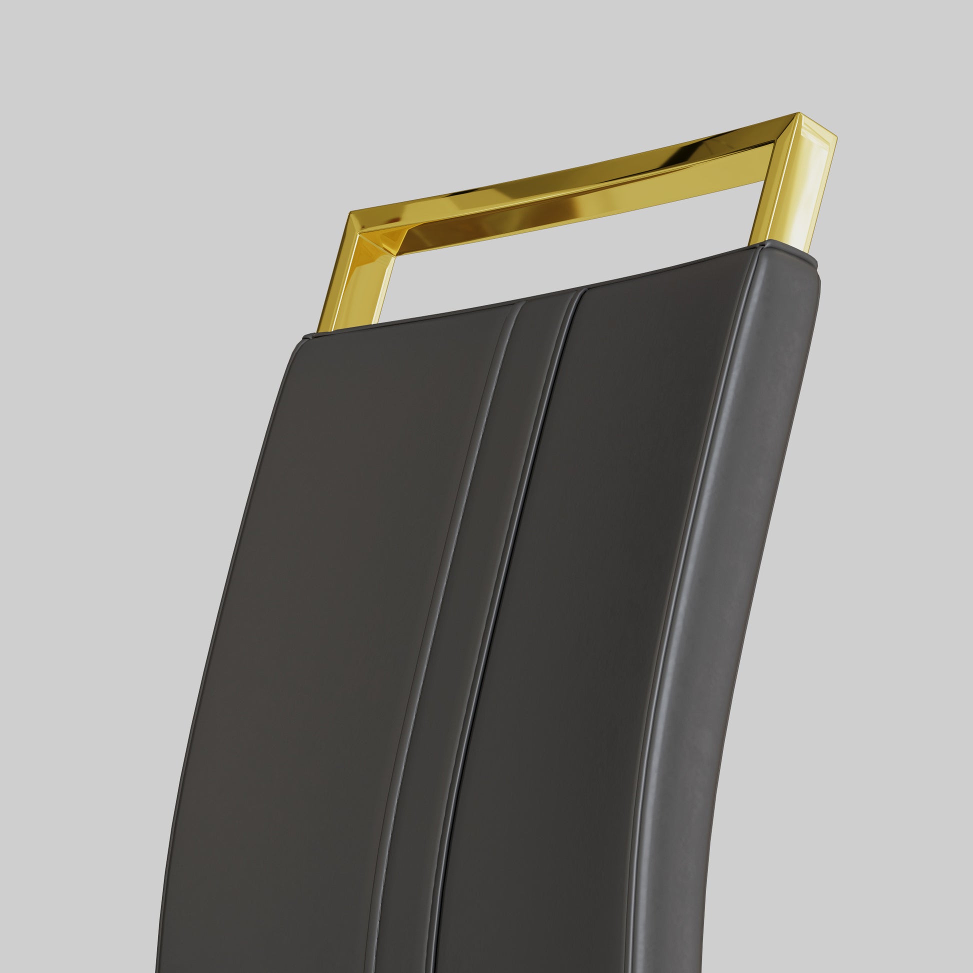 Modern Dining Chairs,Pu Faux Leather High Back Upholstered Side Chair With C Shaped Tube. Plating Golden Metal Legs For Dining Room Kitchen Vanity Patio Club Guest Office Chair Set Of 2 Grey Pu Grey Kitchen Dining Chairs Foam Pu