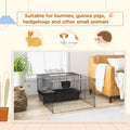 Pawhut Small Animal Cage With Playpen, Pet Habitat Indoor For Guinea Pigs Hedgehogs Bunnies With Accessories, Water Bottle, Food Dish, Feeding Trough, 42