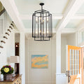 Same As W1340142525 L1018 C 8 Lights Lantern Tiered Pendant Light Fixtures, Industrial Farmhouse Hanging Chandelier For Entryway, Foyer, Living Room, Kitchen Island, Staircase Black & Silver Chrome Farmhouse Iron