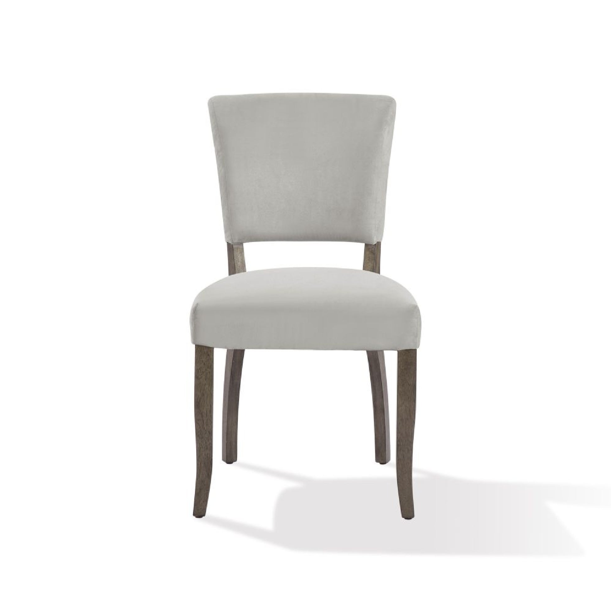 20 Inch Upholstered Solid Timber Flared Dining Chair, Set Of 2, Light Gray Gray Wood Fabric