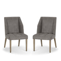 23 Inch Upholstered Solid Timber Dining Chair, Set Of 2, Dark Gray Gray Wood Fabric