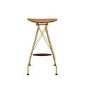 Metal Backless Barstool With Flared Legs And Braces Support, Set Of 2, Gold Gold Fabric Metal