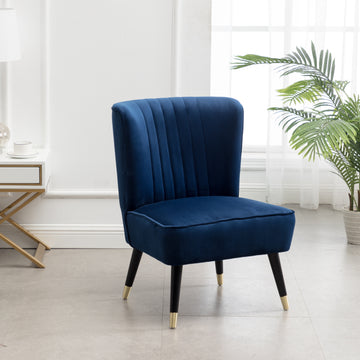 Elon Contemporary Velvet Upholstered Accent Chair, Blue Blue Polyester
