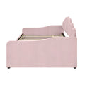 Full Size Upholstery Daybed Frame With Shall Shaped Backrest And Trundle,Pink Full Pink Upholstered