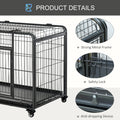 Pawhut Folding Design Heavy Duty Metal Dog Cage Crate & Kennel With Removable Tray And Cover, & 4 Locking Wheels, Indoor Outdoor 43