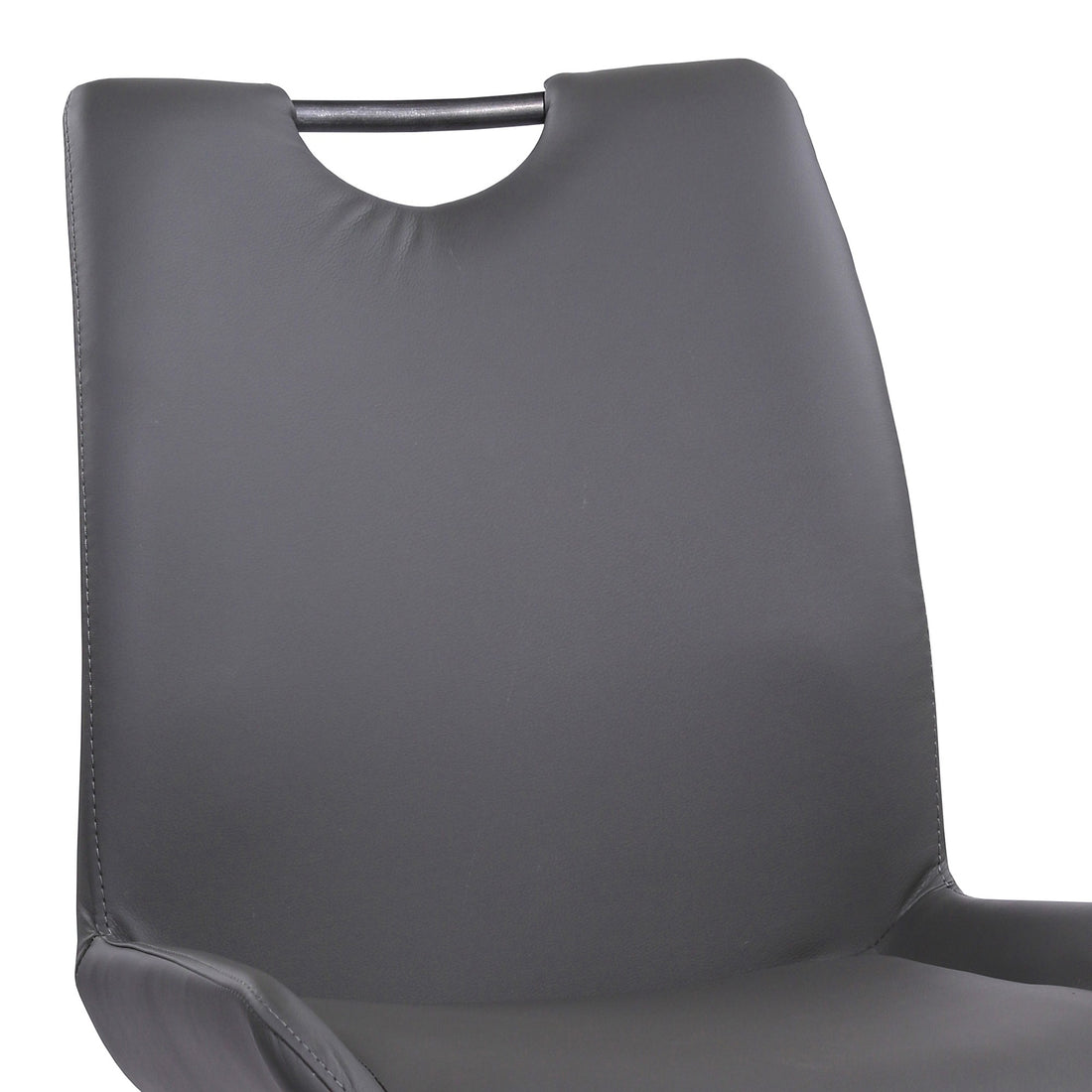 Curved Back Dining Chair With Bucket Design Seat, Set Of 2, Dark Gray Gray Faux Leather