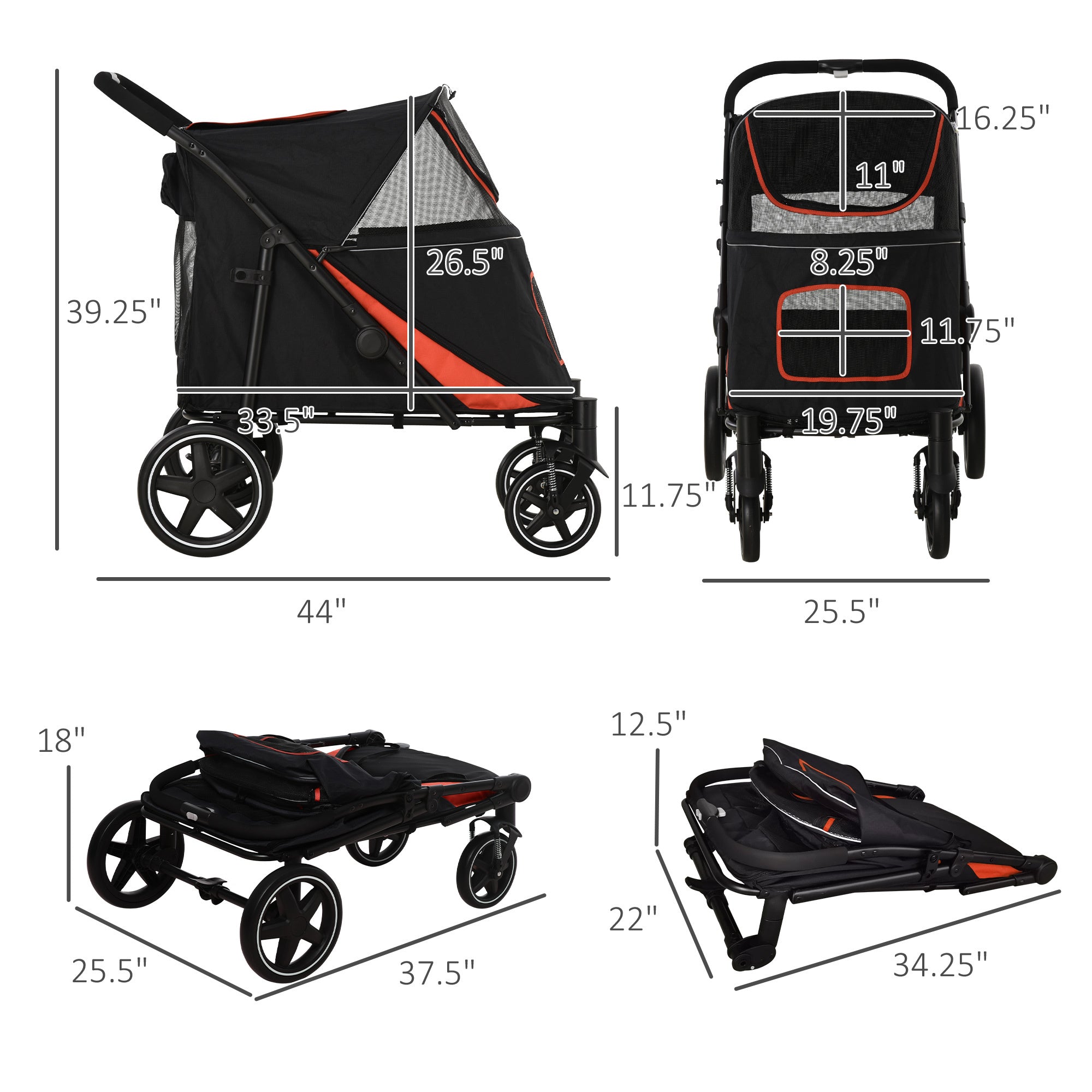 PawHut 1 Click Foldable Doggy Stroller for Medium