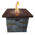 Gas Fire Pit With Lava Rocks And Control Panel, Brown Brown Ceramic