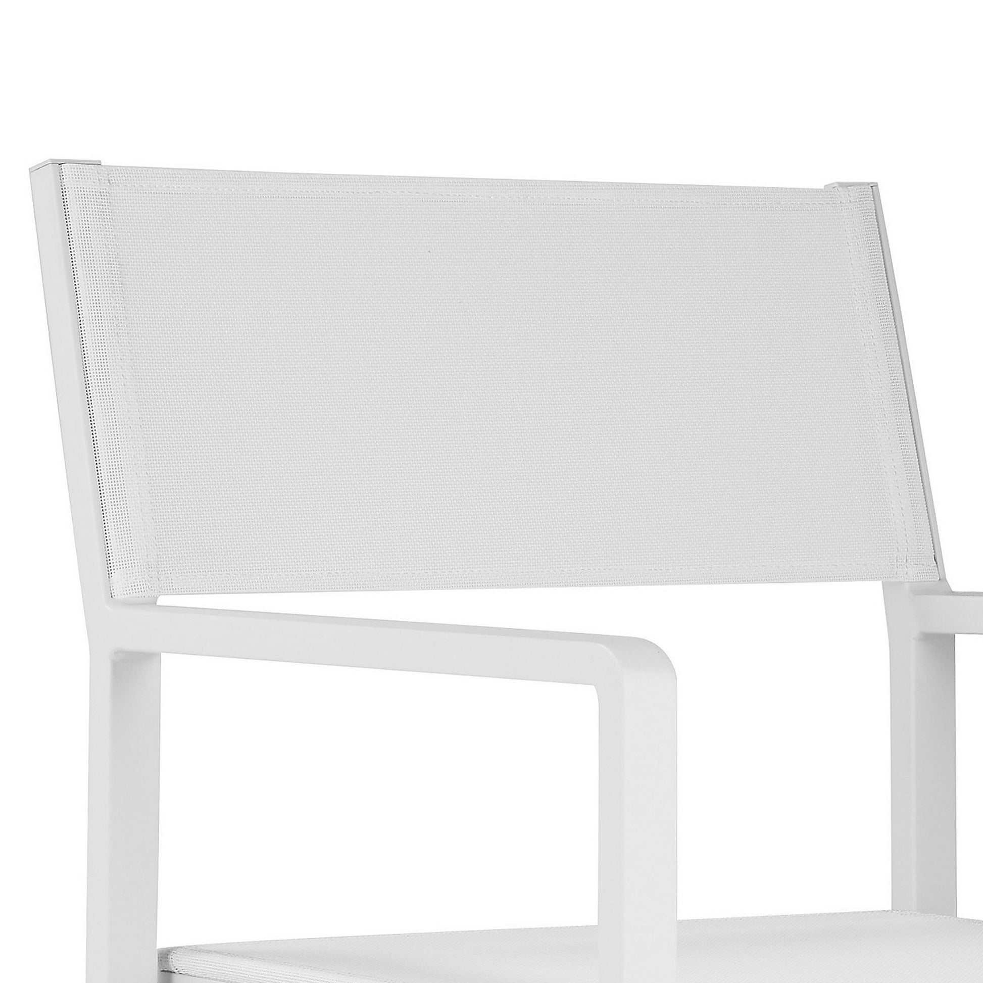 Keli 20 Inch Outdoor Armchair, Crisp White Finish, Foldable, Set Of 2 White Aluminum