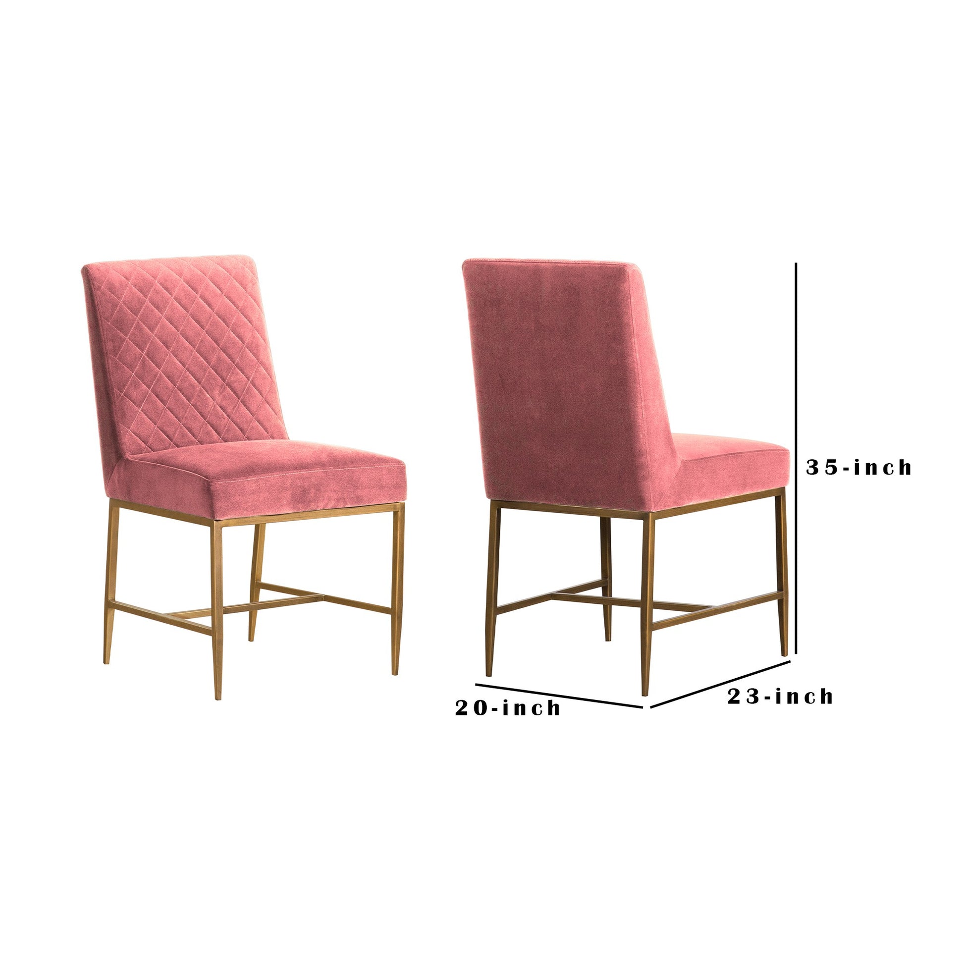 Memphis Pink Velvet And Antique Brass Accent Dining Chair Set Of 2 Pink Metal & Wood