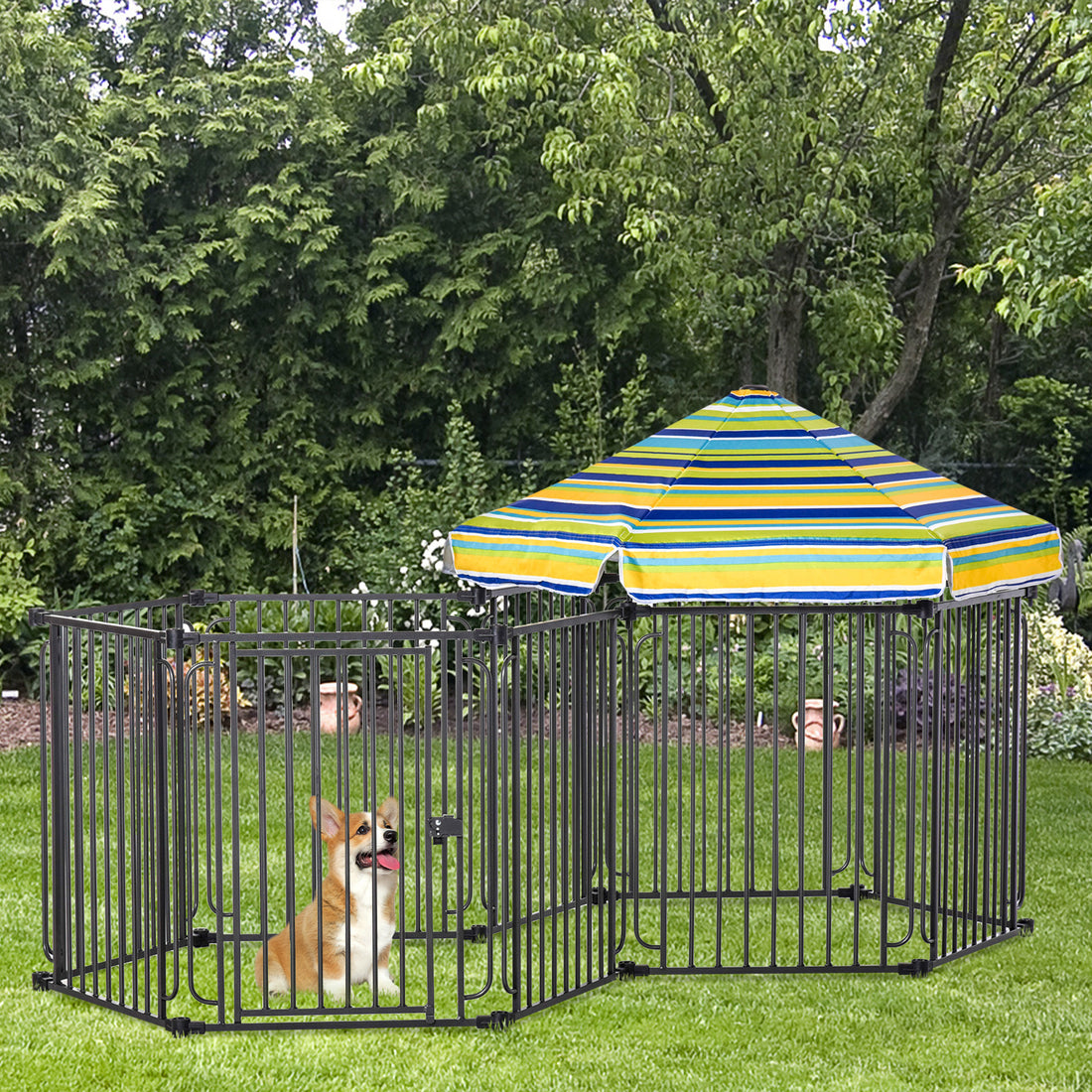 PawHut Dog Playpen with Door & Removable Cover