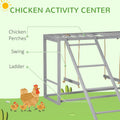 Pawhut Chicken Activity Play With Swing Set For 3 4 Birds, Wooden Chicken Coop Accessory With Multiple Chicken Perches & Hen Ladder Gray Gray Wood