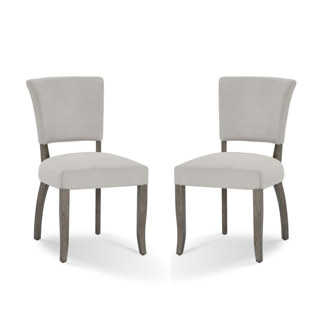 20 Inch Upholstered Solid Timber Flared Dining Chair, Set Of 2, Light Gray Gray Wood Fabric