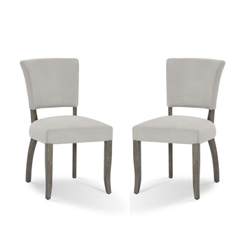 20 Inch Upholstered Solid Timber Flared Dining Chair, Set Of 2, Light Gray Gray Wood Fabric